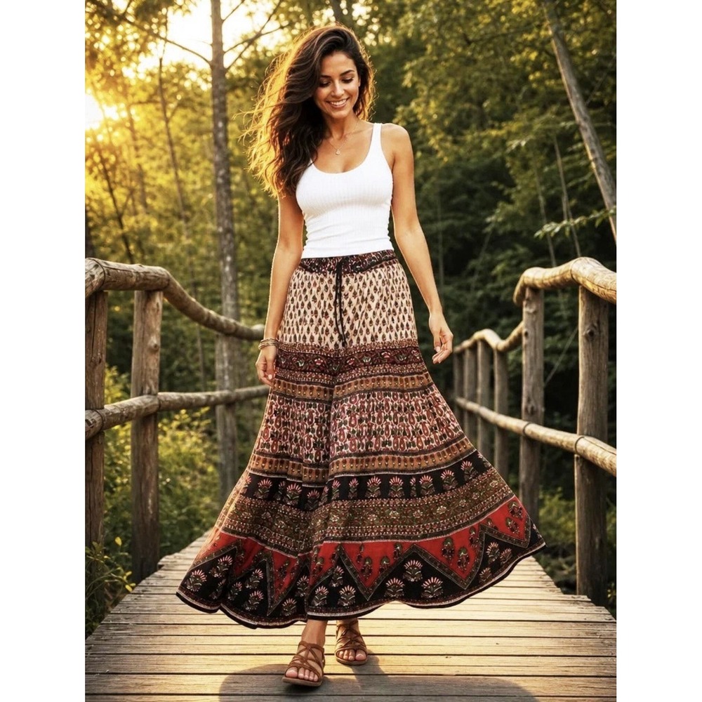 Indian Long Skirt Maxi Boho Broomstick Ethnic Retro Hippie Gypsy Elastic Waist